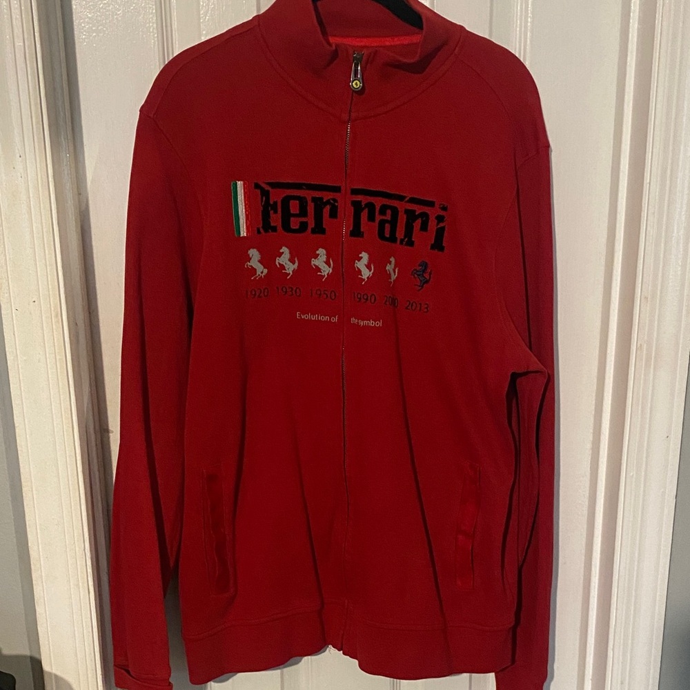 Ferrari Men's Red Zip-Up Sweater